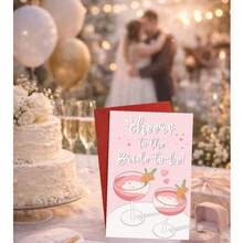 1pc Bride-To-Be Gift Card, Engagement Congratulations Card For Female Friends And Sisters, Funny Single Lady Greeting Card, Pink Bridal Wedding Gift Card, Cheers To The Bride-To-Be Greeting Card - A - View 2