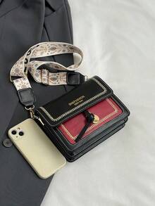Dedoo Bolso de mano de moda para mujer, bolso cruzado multifuncional nuevo, bolso cuadrado casual de bloques de color con correa ancha, adecuado para fiesta, cita, escuela, exterior, regalo - Negro - Ver 6