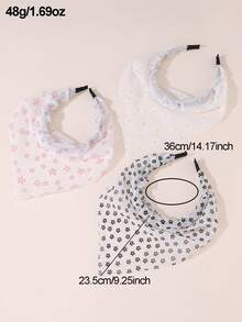3pcs/Set Girls' Floral Fabric Bandana & Headband Set, Suitable For Daily Decoration - Multicolor - View 6