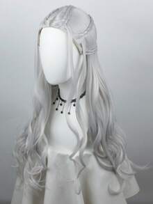 Tóc giả dài 30 inch dạng sóng tổng hợp, thích hợp cho lễ hội Halloween, cosplay dành cho phụ nữ, lấy cảm hứng từ trò chơi. - Màu Xám nhạt - Xem 3