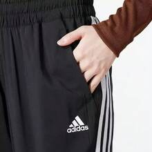 Adidas 女子新款梭織休閒簡約束腳長褲 - 黑與白 - 查看 4
