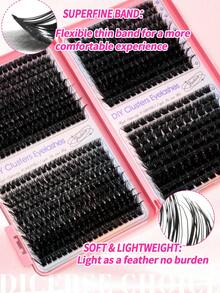 800/680pcs High Density D Curl DIY Eyelash Extension Kit, Long-Lasting Mixed Single Cluster False Lashes, Suitable For Beginners, Home Use For Charming Eyes, Daily, Wedding, Date, Party, Travel, Holiday, Christmas, Halloween Makeup Gift Eyelashes - D - View 4