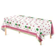 1/3片装西瓜印花一次性塑料桌布，尺寸54x108英寸，适用于露营、野餐、日常聚会、西瓜主题派对用品 - 彩色 - 查看 7