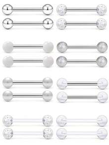 16件套极简球形舌钉套装，不锈钢舌钉饰品，适合日常佩戴和节日礼物 - 16件組合 - 查看 11