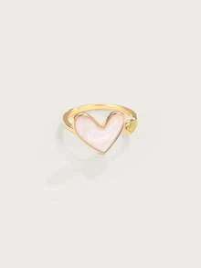 Altistry 1pc Nouveauté Haut De Gamme Bague En Forme De Coeur En Cuivre, Micro-incrusté, Pour Femme, Ouverture Réglable, Design De Luxe Tendance, Bague D'index - Blanc - Voir 2