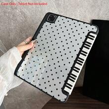 1pc White & Black Polka Dot Piano Lace Tablet Protective Case With Auto Wake/Sleep, 3-Fold Stand, Pencil Slot, Compatible With IPad, Galaxy Tab, Pad, Tablet - Multicolor - View 4