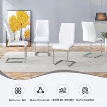 Chairs Made Of PU Material, 2 Sets. Chair Legs Made Of Silver Metal. Suitable For Offices, Dining Rooms, Kitchens, Conference Rooms And Similar Environments. - White - View 6