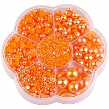 5000颗/盒 AB彩水钻，2mm-10mm混合尺寸，平底半圆形仿珍珠水晶，多色宝石，非热熔DMC珠宝珠，钻石3D图案设计配件，闪亮美甲贴纸装饰，适用于衣服、包包、鞋子、杯子、手机壳、工艺品、DIY装饰 - 彩色 - 查看 27