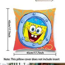 SpongeBob SquarePants 1pc Cartoon Style Pillowcase | Retro Style Pillowcase | Wedding Party And Home Decor Design | Creative Gift Pillowcase, Throw Pillow Cover, Sofa Decorative Cushion, Home Decor, Cushion Cover, 100% Polyester, Zipper Closure, Exquisite Home Decor - Multicolor - View 4