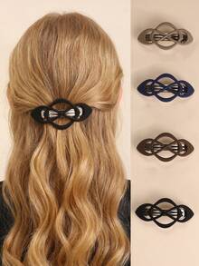 1 pieza/4 piezas Accesorios para el cabello de mujer, Elegante clip de pinza para cola de caballo con lazo cruzado de color oscuro de moda francesa colorida, Elegante para uso diario, fiesta, decoración de reunión - Multicolor - Ver 5