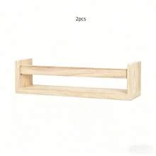 Baby Essentials,Wooden Floating Nursery Book Shelf, Wall-Mounted Book Rack For Kids Books, Toys & Nursery Decor,Natural Wood Floating Book Shelves For Nursery, Set Of 1/2/3 Wall-Mounted Kids Book Racks With Safety Rails, Multi-Use Organizer For Books, Toys & Children's Clothes - Multicolor - View 10