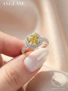 1 pièce Bague en béryl élégante, bijou en argent sterling 925 pour femmes, bague de mariage en cristal candy gracieuse, bijoux de qualité, cadeau d'anniversaire, accessoire de mariée, décoration de boule - Style 1 - Voir 1