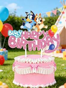 Bluey 1pc Bruce Cake Topper And Cupcake Topper Set, Bruce Theme Birthday Party Decoration Supplies - Multicolor - View 6