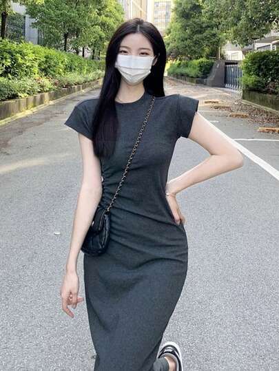 Đầm dạ hội màu xám trơn cao cấp Kalerry, kiểu dáng thanh lịch dành cho nữ, thích hợp mặc mùa xuân/hè.