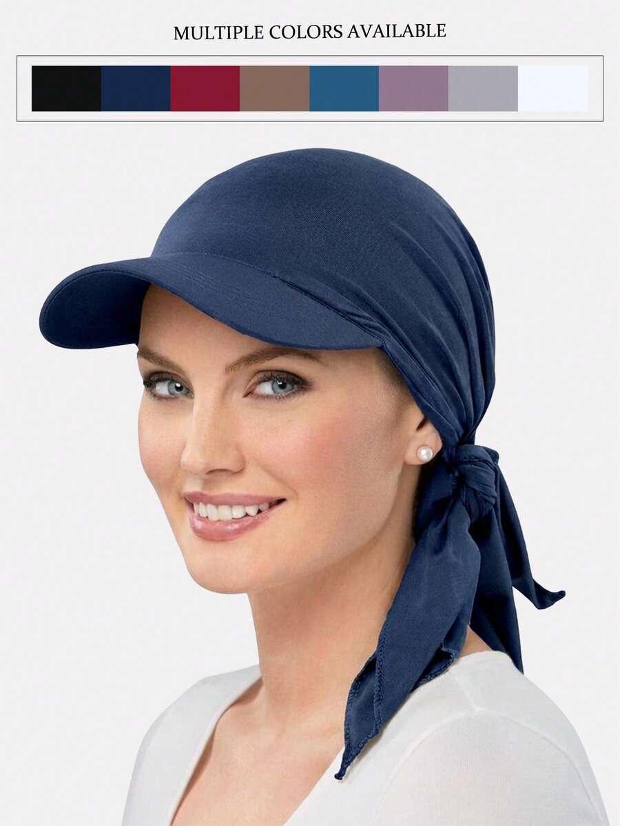 1pc Women's Duckbill Brim Cap With Tie-Up Baseball Hat And Ribbon Sun Hat, Suitable For Daily Use - Multicolor - View 1