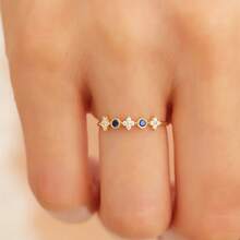 1 chiếc nhẫn bản rộng kiểu dáng tối giản bằng thép không gỉ mạ vàng 18K đính đá quý dành cho nữ dự tiệc. - Nhiều màu - Xem 2