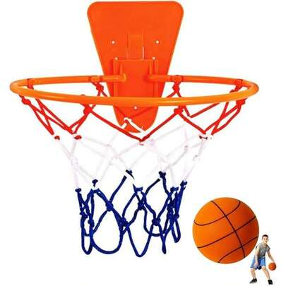 Indoor Silent Basketball Hoop, Compatible With Size  Basketball (No Ball Included), Foldable Adhesive Wall-Mount No-Drill Hoop For Bedroom, Office & Home, Space-Saving Design
