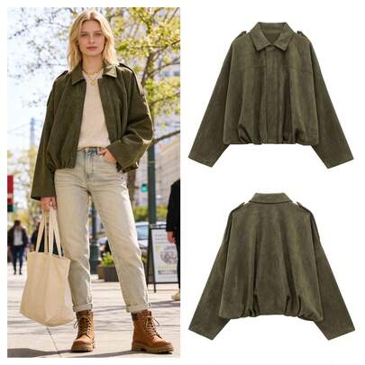 2026 Spring New Women's Fashion Versatile Suede Textured High-End Aviator Jacket