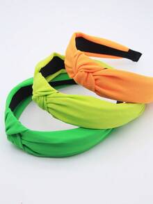3 piezas Diademas sólidas de color floral de tela colorida antideslizante para mujeres, diademas curvas, accesorios de moda para el cabello, adecuados para uso diario, actividades al aire libre, lavarse la cara, maquillaje, se pueden usar como accesorios de cabello casual, herramientas de peinado, accesorios de belleza, accesorios para rizar, viajes, cumpleaños - Amarillo Naranja Verde - Ver 2
