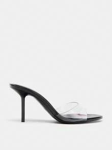 2026 Spring/Summer New Women's Shoes, Mule Style Mid/Low Heel Sandals - Black - View 5