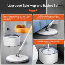 Spin Mop And Electric Bucket System, Unique Automatic Washing And Wring Electric Bucket, Upgrade Spin Mop Bucket With 2 Microfib - A - 查看 1