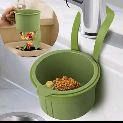 1个免提式压力沥水篮，食物残渣过滤篮，悬挂式水槽沥水篮，一键式压力沥水篮，厨房置物架，水龙头沥水篮，独立式沥水篮，厨房收纳，海绵沥水篮，抹布沥水篮，肥皂沥水篮 - 适用于厨房和浴室，厨房用品，厨房配件，厨房工具