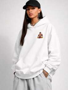 Blusa Moletom  Oversized Seu Madruga Boxeador Unissex Ref4896 - Branco - Visão 3