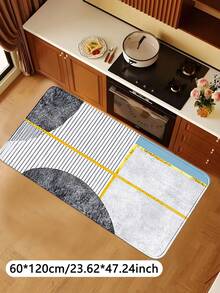 1pc Gray Geometric Pattern Kitchen Mat, Flannel Rectangle Decorative Floor Rug, Soft Washable Entryway Doormat, Suitable For Living Room, Bedroom, Study, Game Room, Classroom And Indoor/Outdoor Decor, Holiday Gift - View 16