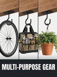 2-Hole Installation Multi-Function Hook Set, For Hanging Plants And Flower Baskets, Minimalist Ceiling Hook, Suitable For Balcony, Patio, Garden Accessories, Outdoor Garden Decor, Home Room Decoration - Hook Up - View 8