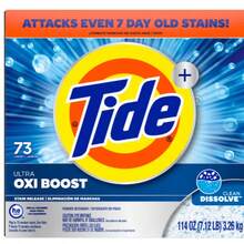 Tide Powder Laundry Detergent + Ultra Oxi Boost 114 Oz 73 Loads Deep Stain Removal Cleaning Power - Detergent - View 2