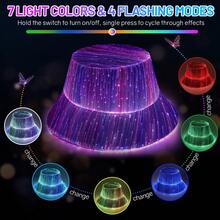 Multicolor LED Fiber Bucket Hat - Cyberpunk Glow-In-Dark Cap For Techno Parties Night Glow Outdoor Cap For Concerts/Camping - Hitam - View 3