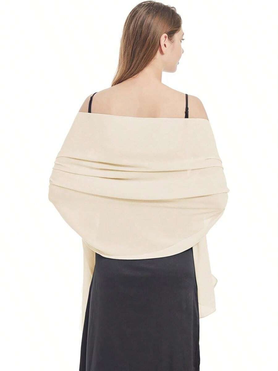 Chiffon Shawl Wraps Scarves Lightweight Women Evening Dresses Wedding Bridesmaid Or Formal Occasions - D1#. 淡香檳色 - 查看 1