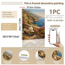 Tranh canvas treo tường (1 tấm), tranh trang trí tường có khung, tranh phong cách quán cà phê Địa Trung Hải mùa hè, tranh in hình cây chanh trong quán cà phê, tranh phong cách bờ biển Ý, tranh minh họa quán cà phê Vespa, trang trí tường mùa hè, tranh nghệ thuật phong cách Boho cho nhà bếp và phòng ăn, trang trí nhà cửa thời trang, áp phích mùa hè, trang trí mùa hè, thẩm mỹ trang trí phòng. - Nhiều màu - Xem 15