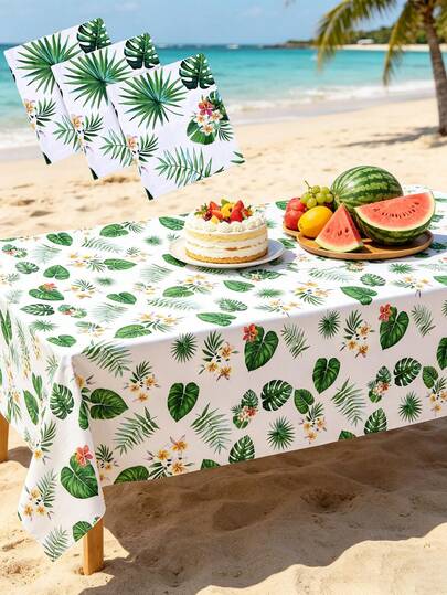 1/2/3 chiếc khăn trải bàn kiểu Hawaii, khăn trải bàn nhựa họa tiết lá cọ nhiệt đới, trang trí tiệc bãi biển mùa hè, phù hợp cho tiệc sinh nhật, tiệc cocktail, tiệc cưới.