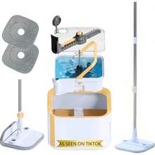 Spin Mop And Bucket System PRO W/Detachable Inner Bucket, Separates Clean And Dirty Water, Self Standing, Foldable Square Mop He - A - 查看 4