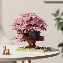 Pink Cherry Blossom Tree House Micro Blocks Model Cherry Building Blocks Set With LED Bricks Architecture Kit Cherry Blossom Tree Building Set For Adults And 14+ 2151 Pieces - As Pic - View 6