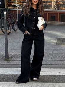 Fashionable Women's Denim Decorated With Zipper And Button Details, Suitable For Daily Wear - Hitam - View 5
