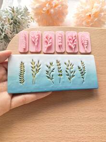Moldes de arcilla polimérica con forma de hojas y tallos de plantas, cortadores de precisión para manualidades DIY - Herramientas de moldeado de arcilla de alta precisión - Suministros para manualidades - Regalo perfecto para entusiastas del DIY - Sellos de plantas - Ver 3