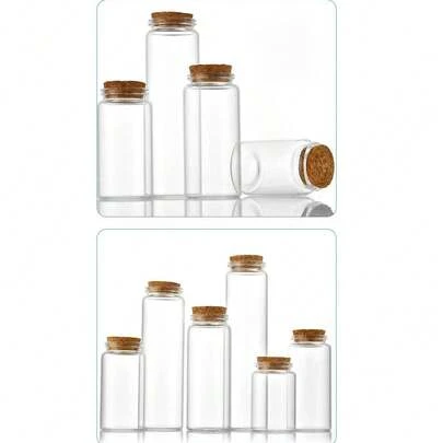 6Pcs 47mm Diameter Clear Glass Bottles With Corks, Clear Dispensing Bottles, Corked Wishing Bottles, Suitable For Sample Dispensing, Item Storage, Holiday Decoration, Small Item Storage Jars
