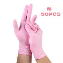 10/20/50/100pcs Powder-Free Latex-Free Pink Nitrile Gloves, Suitable For Kitchen Cleaning, Beauty, Sofa, Outdoor Camping, Etc. (Hot Selling 10, 20, 50, 100 Pcs Pack) - Baby Pink - View 14
