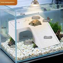 1pc Turtle Basking Platform – Tank Climbing Ramp And Hiding Caves | Villa-Style Ramp Platform Designed Specifically For Turtle Tanks | Four-In-One Turtle Activity Platform (Feeding Area, Basking Platform, Hiding Area, Climbing Area) - Multicolor - View 6
