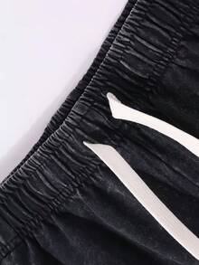Fflirtygo Men's Printed Cotton Shorts | Gym, Workout & Running Shorts For Men | Phone Pockets | Adjustable Drawstring - 黑色 - 查看 3