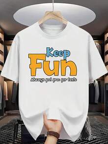 2026.Tops. Summer Men's Fashion Patterned Short-Sleeve T-Shirt With Letter Print - 白色 - 查看 1
