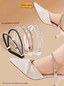 Elegant Satin Shoelaces, Non-Slip Straps For One-Size Shoes, Anti-Slip Tools For High Heels And Sandals, Can Be Installed And Secured Without Tying Shoelaces, Freeing Your Hands, Decorative For High Heels And Sandals, Convenient And Easy To Use, Suitable For High Heels, Closed-Toe Shoes, Block Heels, Closed-Toe Sandals, Anti-Slip Fixation (Different Batches Do Not Affect Use Or Quality) - View 8