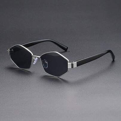 1 par de gafas de metal poligonal de moda unisex, versátiles