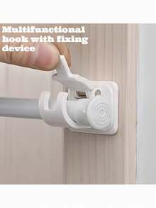 2/4pcs No-Drill Self-Adhesive Curtain Rod Bracket Set, [Hooks Only, Not Included] Multi-Functional Hooks, Suitable For Stylish Home , Practical Hooks, Adjustable Wall Hooks, Suitable For Bedrooms, Living Rooms, Kitchens, Bathrooms - White - View 3