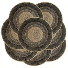 1/2/4/8片装波西米亚风大号圆形棉麻隔热垫，适用于摄影道具 - 黑色 - 查看 12