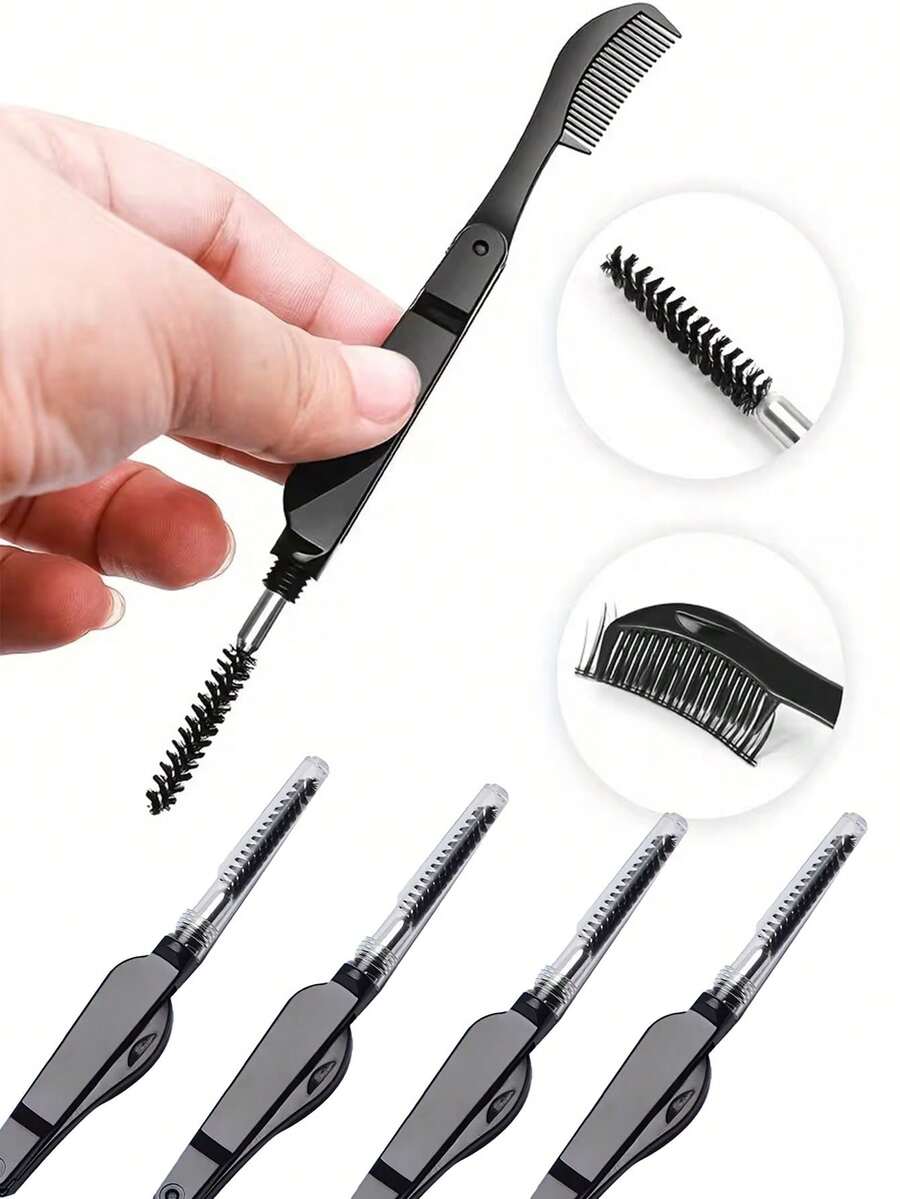 1pc Foldable Lash & Brow Groomer - Premium 2-In-1 Brow Defining & Lash Defining Tool, Durable ABS Plastic, Fragrance-Free, Suitable For Normal Skin, Makeup Brush & Tool - Multicolor - View 1