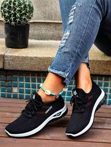Women's Orthopedic Comfort Slip-On Sneakers - With Arch Support And Skin-Friendly Foam, Breathable Knitted Fabric, All-Day Lightweight Walking Shoes, Non-Slip PVC Sole - Suitable Nurses, Teachers, Standing And Running Errands, Orthopedic Shoes, Delicate Embossed Design, Exquisite Embroidery, Soft Cushioning, Comfortable Long Hours Of Standing - 黑色 - 查看 3