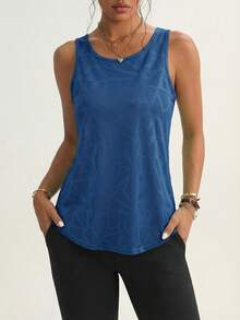 Camiseta de tirantes deportiva de malla elástica con espalda de corredor para mujer - azul real - Ver 1
